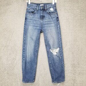 M1858 Jeans Womens 24 Blue Frida Cotton Distressed Cropped *Read*